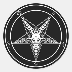 Baphomet Old Style decals - Big 3-inch - Set of 6 Classic Round Sticker