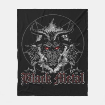 Baphomet Pentagram Black Metal Fleece Blanket by themonsterstore at Zazzle