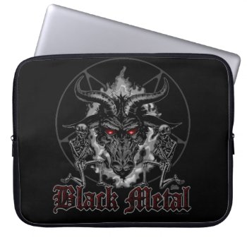Baphomet Pentagram Black Metal Laptop Sleeve by themonsterstore at Zazzle