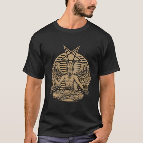 Baphomet Pentagram Goat Satanic T_Shirt