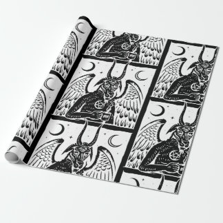 baphomet pentagram moon coffee demon black white wrapping paper