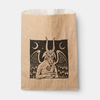 baphomet pentagram moon coffee demon white favor bag