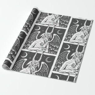 baphomet pentagram moon coffee demon white wrapping paper