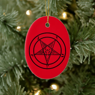 Baphomet Pentagram Satanic Christmas Ceramic Ornament