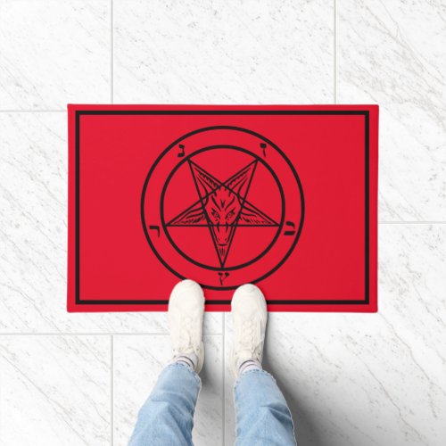 Baphomet Pentagram Satanic Doormat