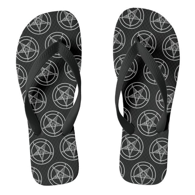 Baphomet Pentagram Satanic Flip Flops (Footbed)
