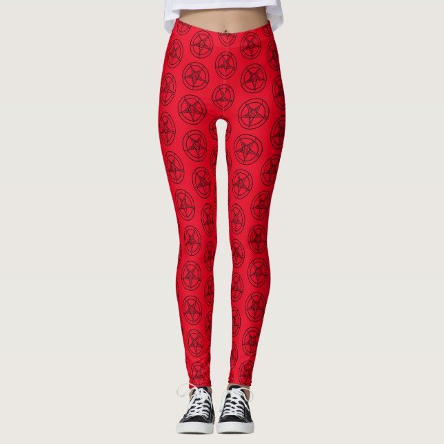 Baphomet Pentagram Satanic Leggings (Front)
