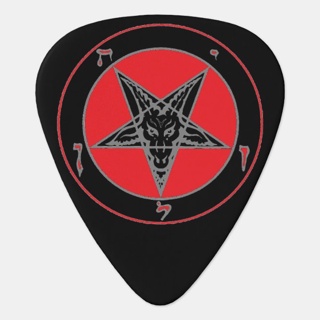 Baphomet (Red, Black, and Grey) Guitar Pick (Front)