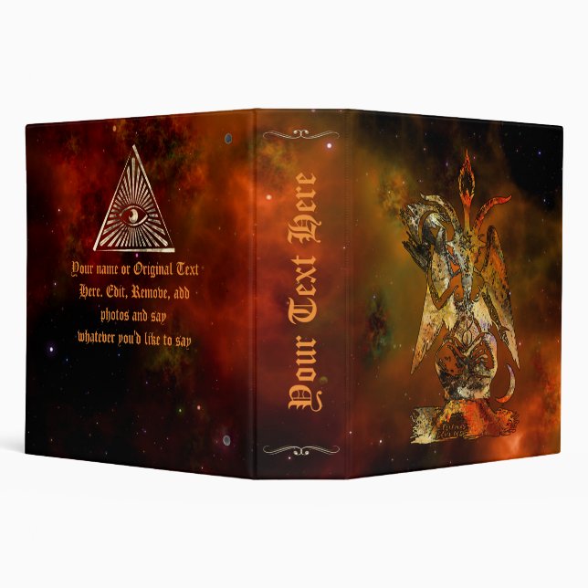Baphomet Red Nebula Illuninated Book of Shadows 3 Ring Binder (Background)