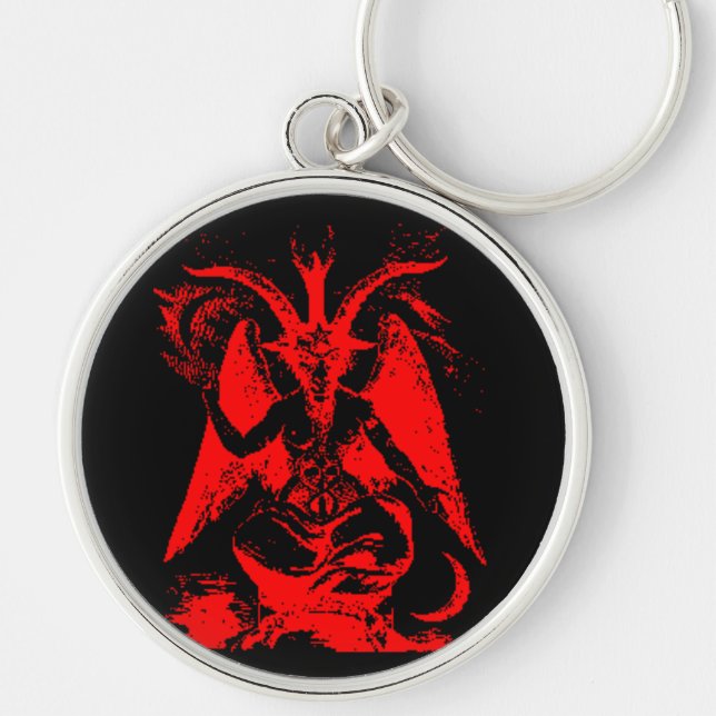 Baphomet Red Silver Key Chain (Front)