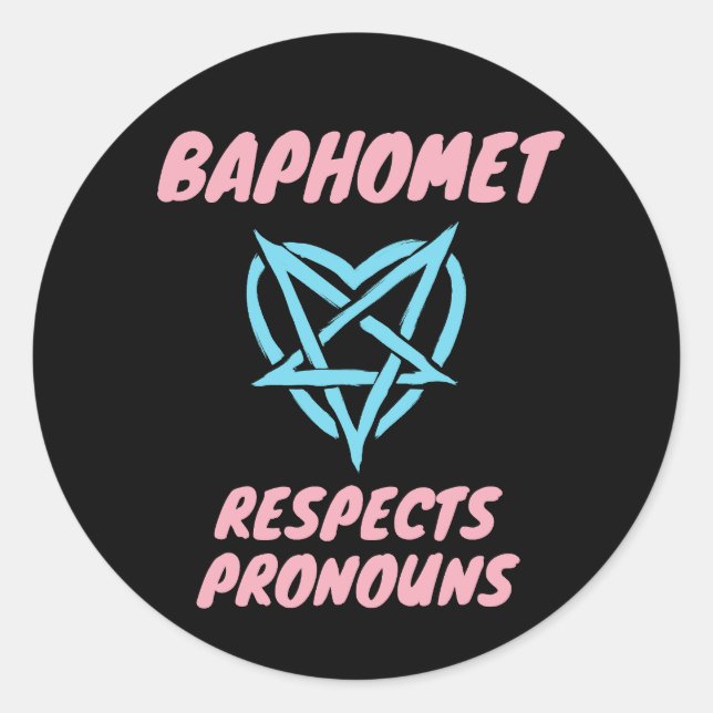 Baphomet Respects Pronouns Transgender  Classic Round Sticker (Front)