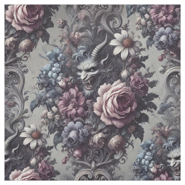 Baphomet’s Bouquet – Gothic Statement Tile Fabric (Swatch)