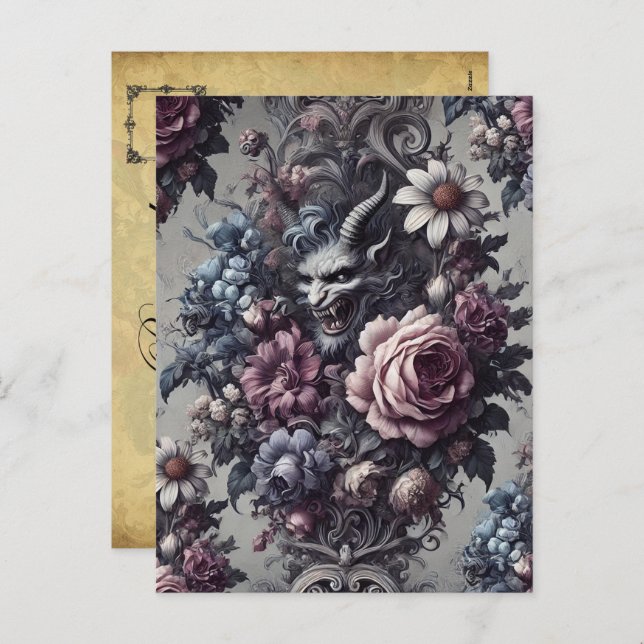 Baphomet’s Bouquet – Gothic Victorian  Holiday Postcard (Front/Back)