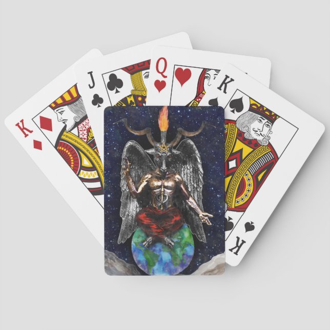 Baphomet Sabbatical Goat Black Night Earth Poker Cards (Back)