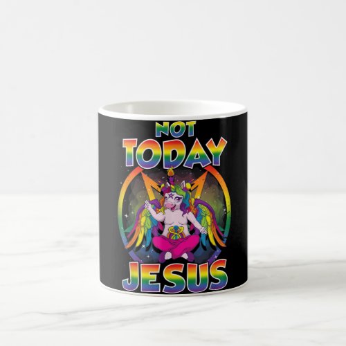 Baphomet Sigil Not Today Jesus Satanic Unicorn Coffee Mug