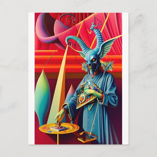 Baphomet Takes the Bait Fantasy Postcard (Front)
