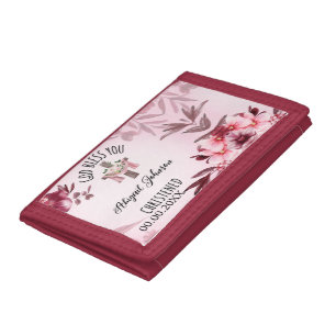 Baptised Christened Name Date God Bless You Custom Trifold Wallet