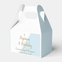 Baptism 1st birthday baby boy blue gold thank you