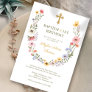 Baptism & 1St Birthday Elegant Wildflowers Wreath Invitation