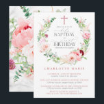 Baptism 1st Birthday Pink Floral Marble Cross Girl Invitation<br><div class="desc">Make your religious event one to remember with this gorgeous Baptism 1st Birthday Pink Floral Marble Cross Girl Invitation. Showcase a beautiful pink cross adorned with peony and rose floral watercolor wreath design, accented with faux carrera marble and hand lettered script typography for an extra special touch. With its charming...</div>