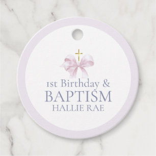 Baptism & 1st Birthday Thank You Pink Favor Tags