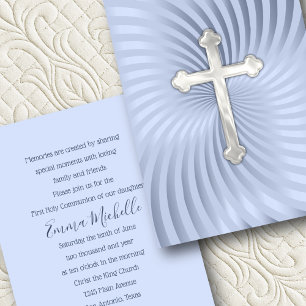 Baptism 1st Communion Confirmation Blue Pearl Invitation