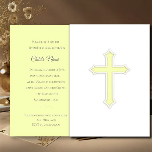 Baptism 1st Communion Confirmation Cross Yellow