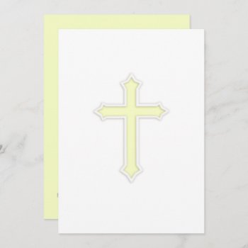 Baptism / 1st Communion "embossed" Cross Yellow Invitation by TailoredType at Zazzle