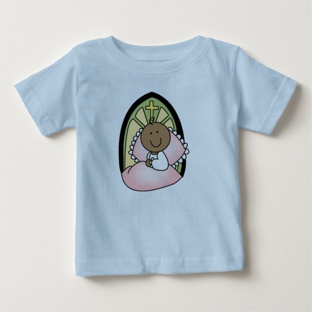 Baptism African American Baby Girl Baby T-Shirt (Front)