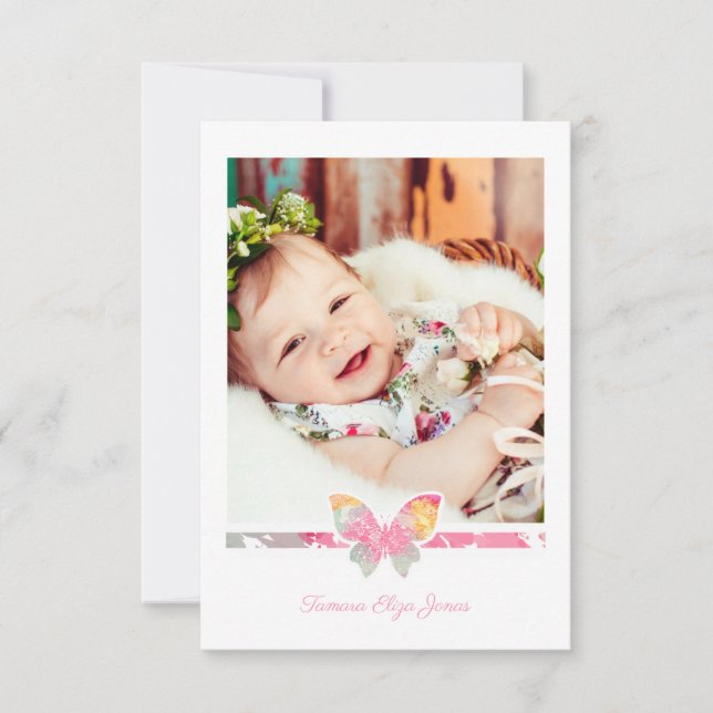 Baptism All Naming Ceremony Colorful Butterfly Invitation (Front)