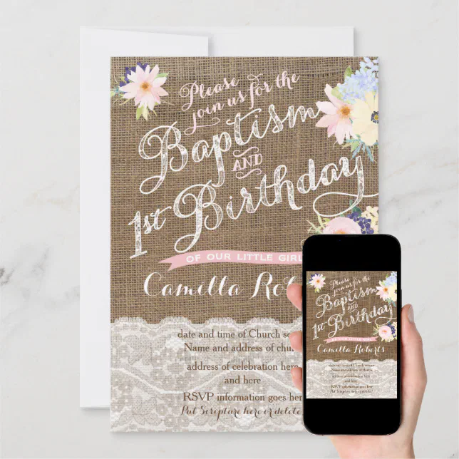 Baptism and Birthday invitations, 1st Birthday Invitation Zazzle