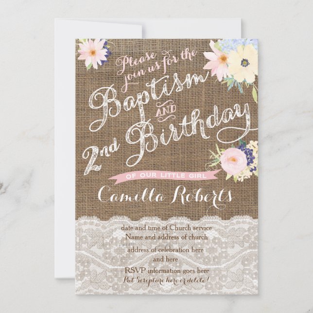 Baptism and Birthday invitations, 2nd Birthday Invitation (Front)