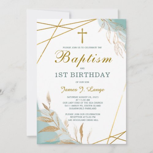 Baptism and First Birthday Invitation Boy
