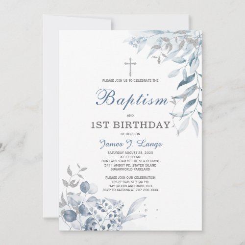 Baptism and First Birthday Invitation Boy