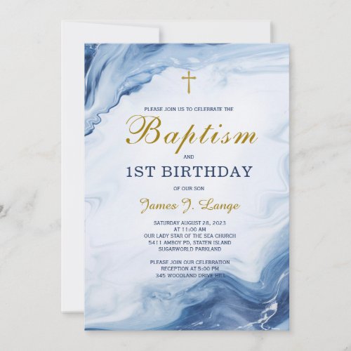 Baptism and First Birthday Invitation Boy