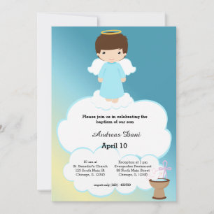 Baptism Angel boy Invitation