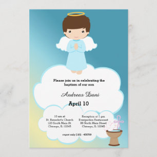 Baptism Angel boy Invitation