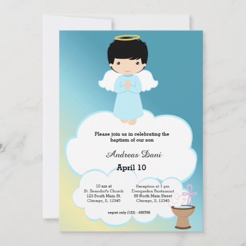 Baptism Angel boy Invitation