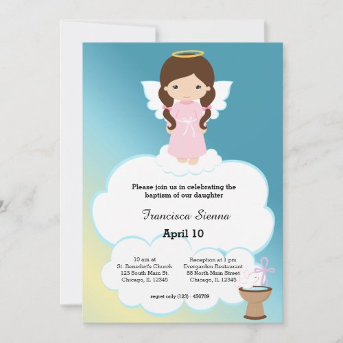 Baptism Angel Girl Invitation