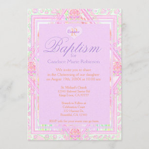 Baptism Angel Monogram Invitation
