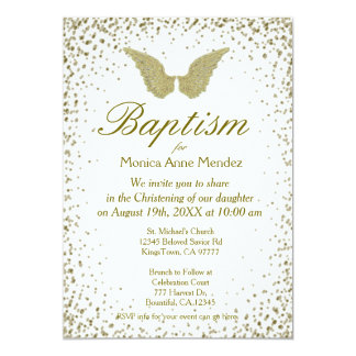 Baptism | Angel Wings & Gold Confetti Card