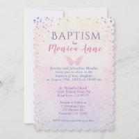Baptism | Angel Wings & Rainbow Confetti Invitation