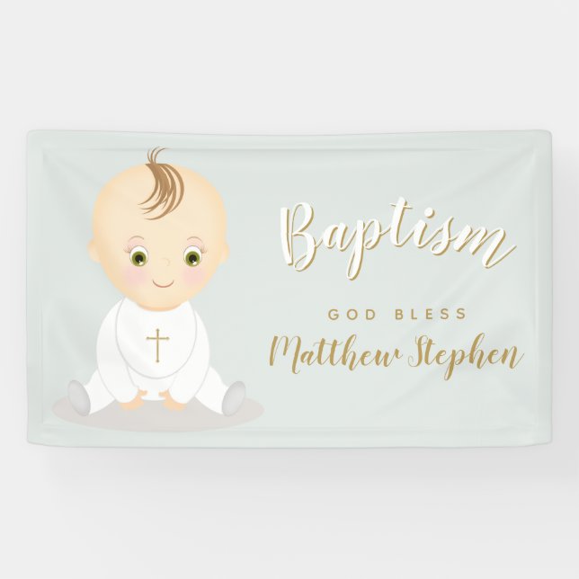 Baptism Baby Boy Banner (Horizontal)