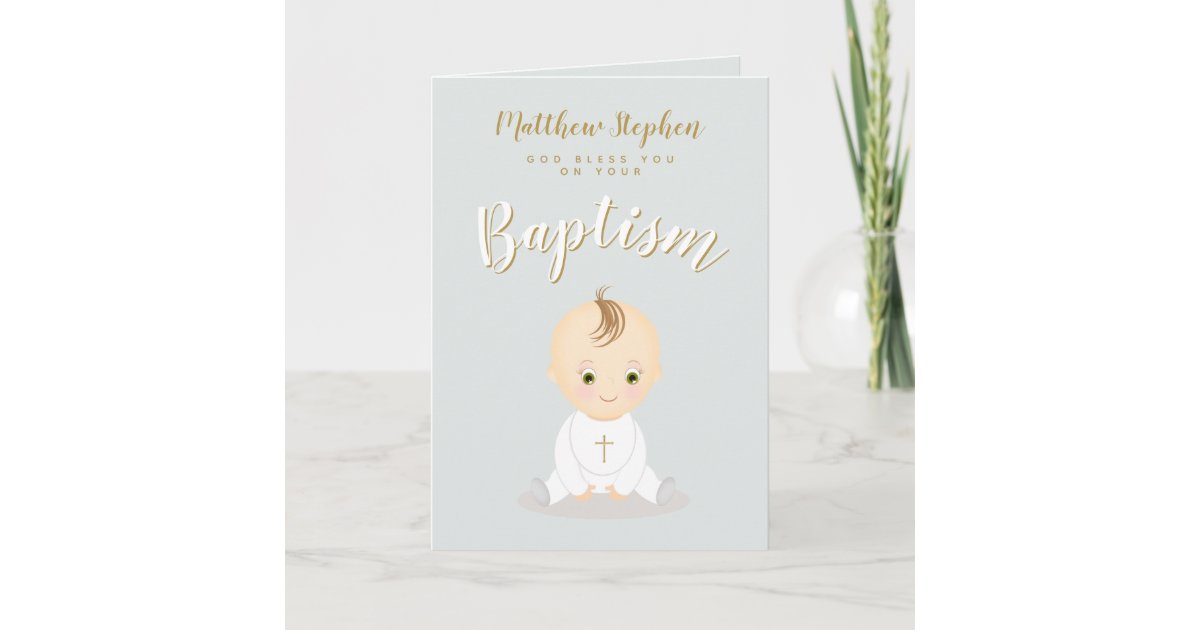 Baptism Baby Boy Card