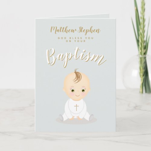Baptism Baby Boy Card