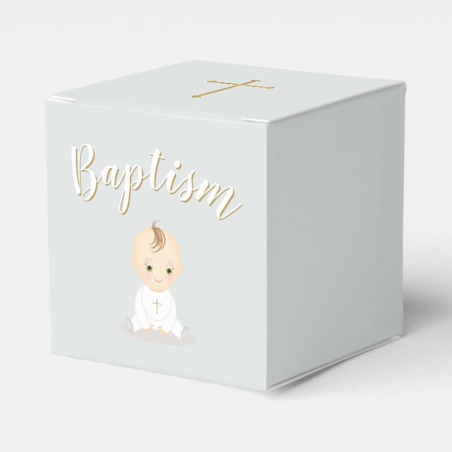 Baptism Baby Boy Favor Boxes (Front Side)
