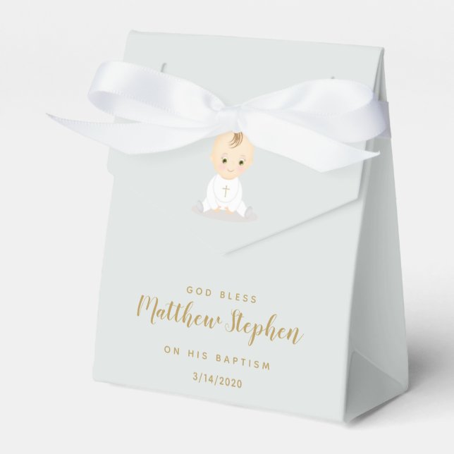 Baptism Baby Boy Favor Boxes (Front Side)