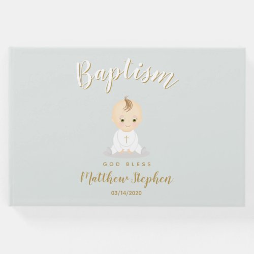 Baptism Baby Boy Guest Book