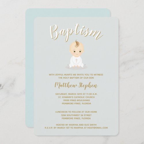 Baptism Baby Boy Invitation