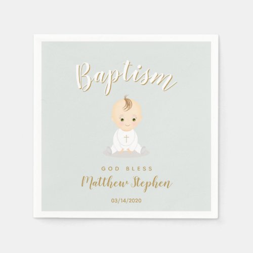 Baptism Baby Boy Paper Napkins